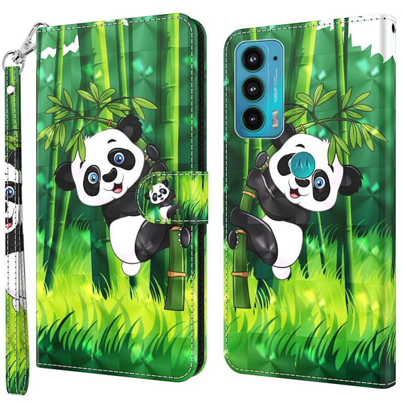 Flip Kotelot Moto E20 / E30 / E40 Panda Ja Bambu