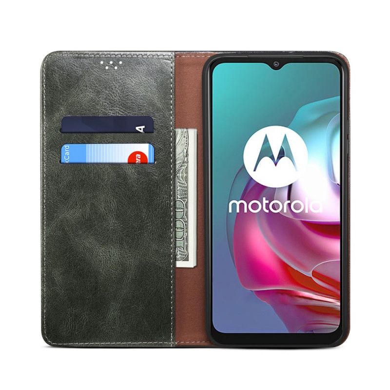 Flip Kotelot Moto E20 / E30 / E40 Vahattu Keinonahka Suojakuori