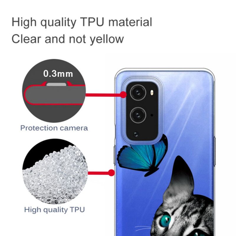 Kuori OnePlus 9 Pro Kissa Ja Perhonen Suojakuori