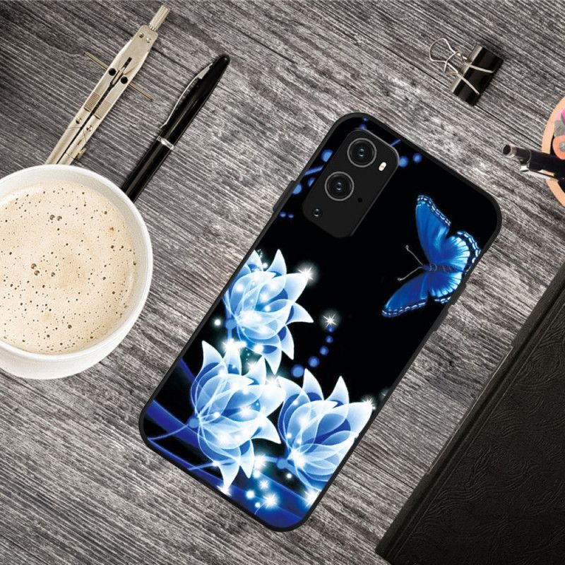 Kuori OnePlus 9 Pro Perhonen Ja Siniset Kukat Suojakuori