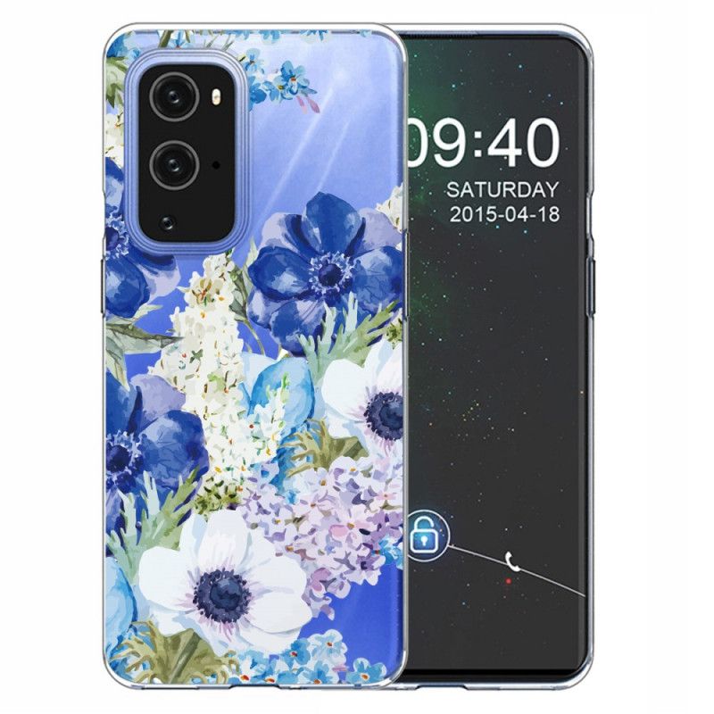 Kuori OnePlus 9 Pro Puhelinkuoret Vesiväri Sinisiä Kukkia