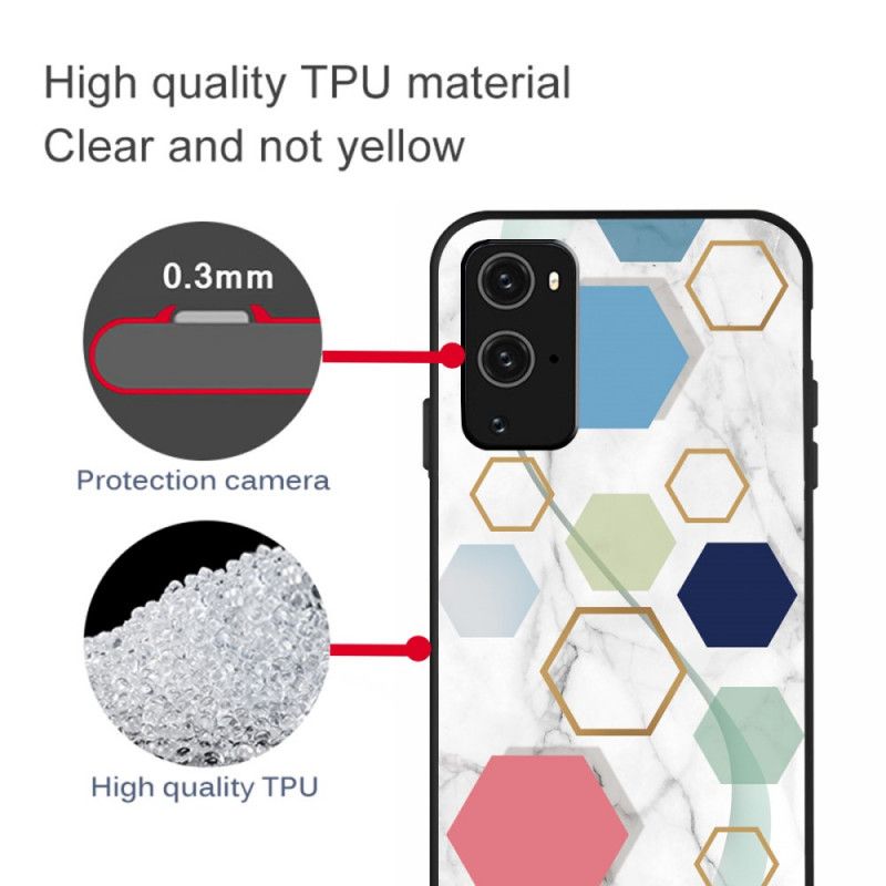 Kuori OnePlus 9 Pro Valkoinen Musta Marmorivärinen Geometria Suojakuori