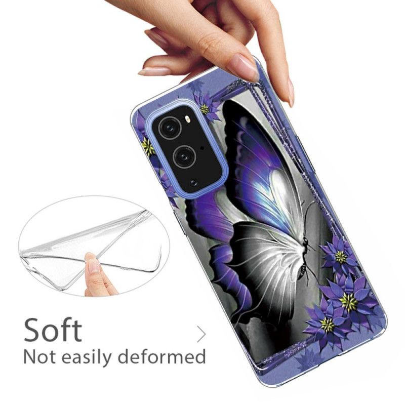 Kuori OnePlus 9 Pro Violetti Vaaleanpunainen Perhoset