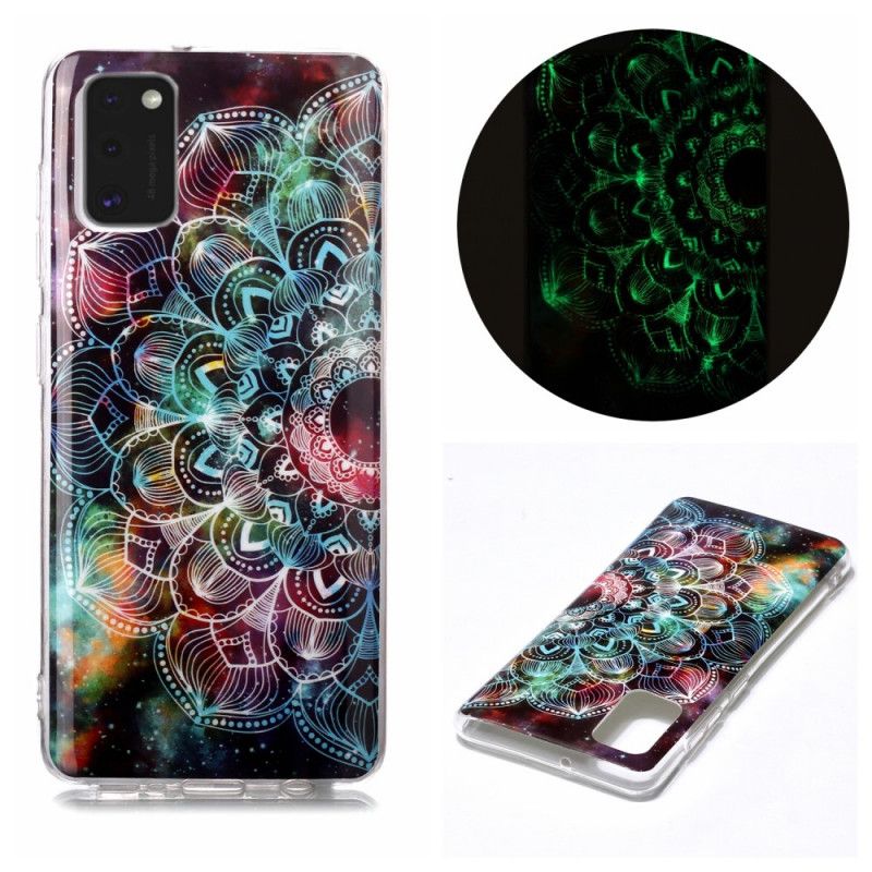 Kuori Samsung Galaxy A41 Punainen Musta Fluoresoiva Kukka-Sarja