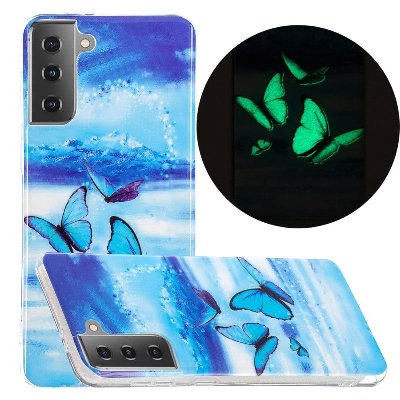 Case Kuoret Samsung Galaxy S21 5G Vaaleansininen Tummansininen Puhelinkuoret Loisteputkisarja