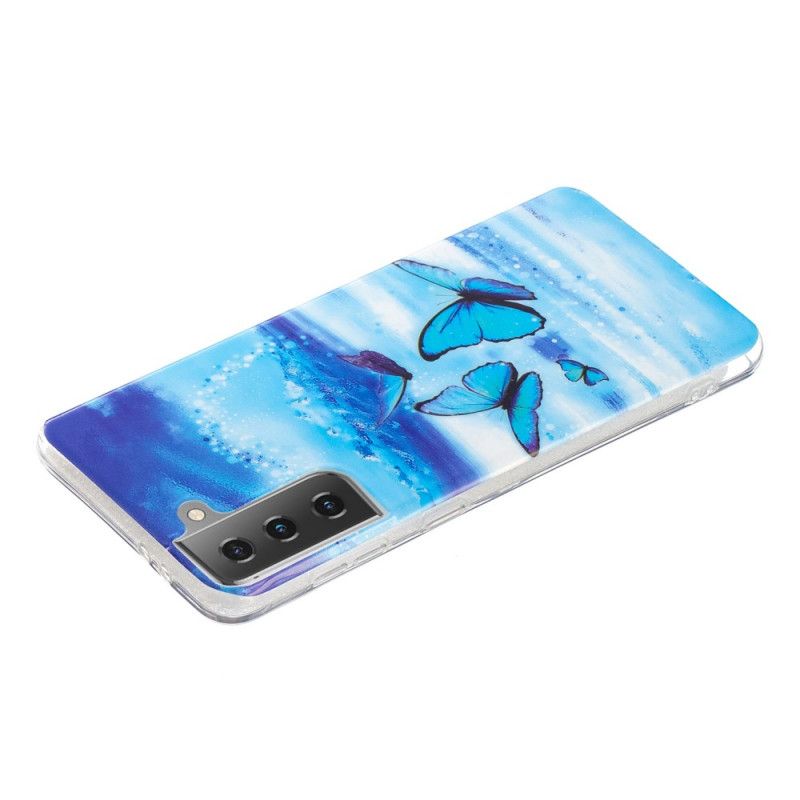 Case Kuoret Samsung Galaxy S21 5G Vaaleansininen Tummansininen Puhelinkuoret Loisteputkisarja