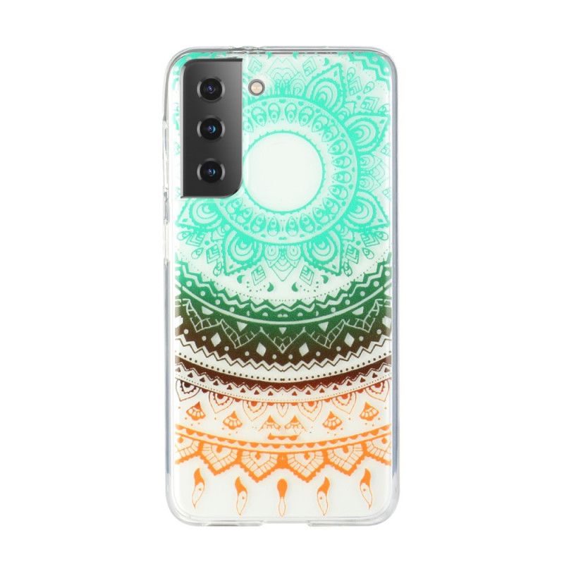 Case Kuoret Samsung Galaxy S21 5G Vihreä Musta Puhelinkuoret Läpinäkyvä Kukka Mandala