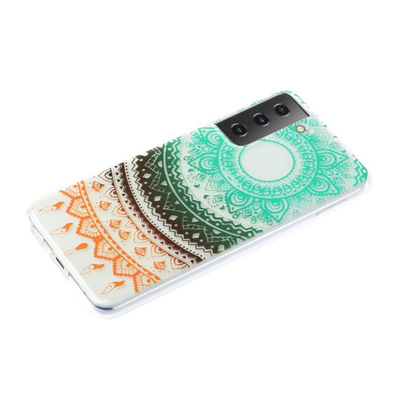 Case Kuoret Samsung Galaxy S21 5G Vihreä Musta Puhelinkuoret Läpinäkyvä Kukka Mandala