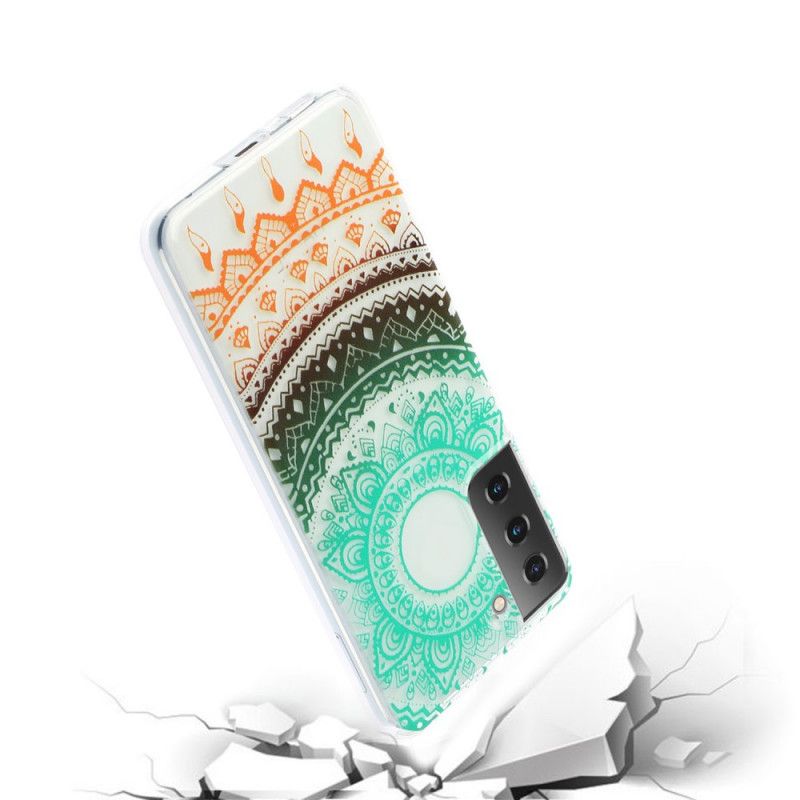 Case Kuoret Samsung Galaxy S21 5G Vihreä Musta Puhelinkuoret Läpinäkyvä Kukka Mandala