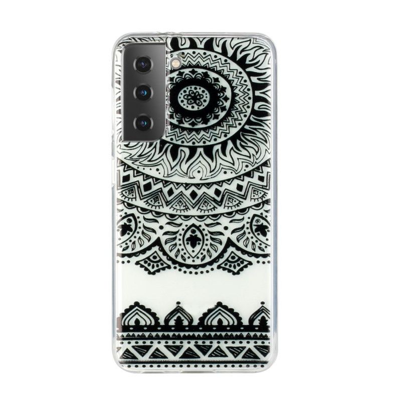 Case Kuoret Samsung Galaxy S21 5G Vihreä Musta Puhelinkuoret Läpinäkyvä Kukka Mandala