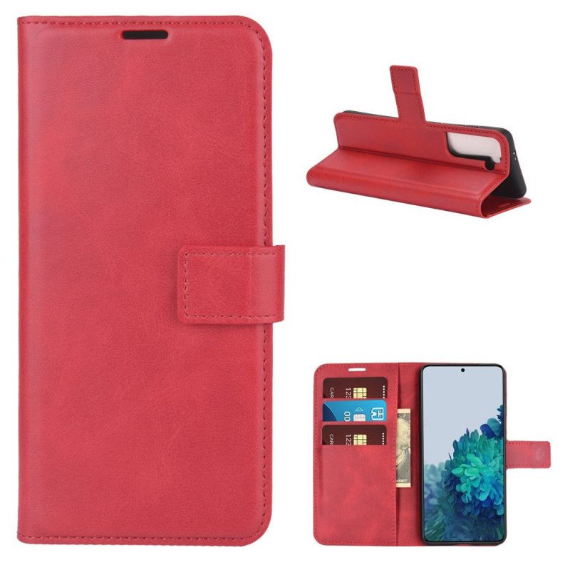 Flip Case Samsung Galaxy S21 5G Harmaa Musta Ohut Tekonahka