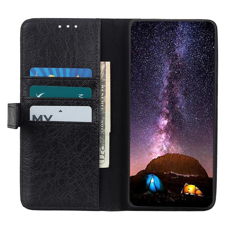 Flip Case Samsung Galaxy S21 5G Harmaa Musta Sarvikuonotyylinen Tekonahka