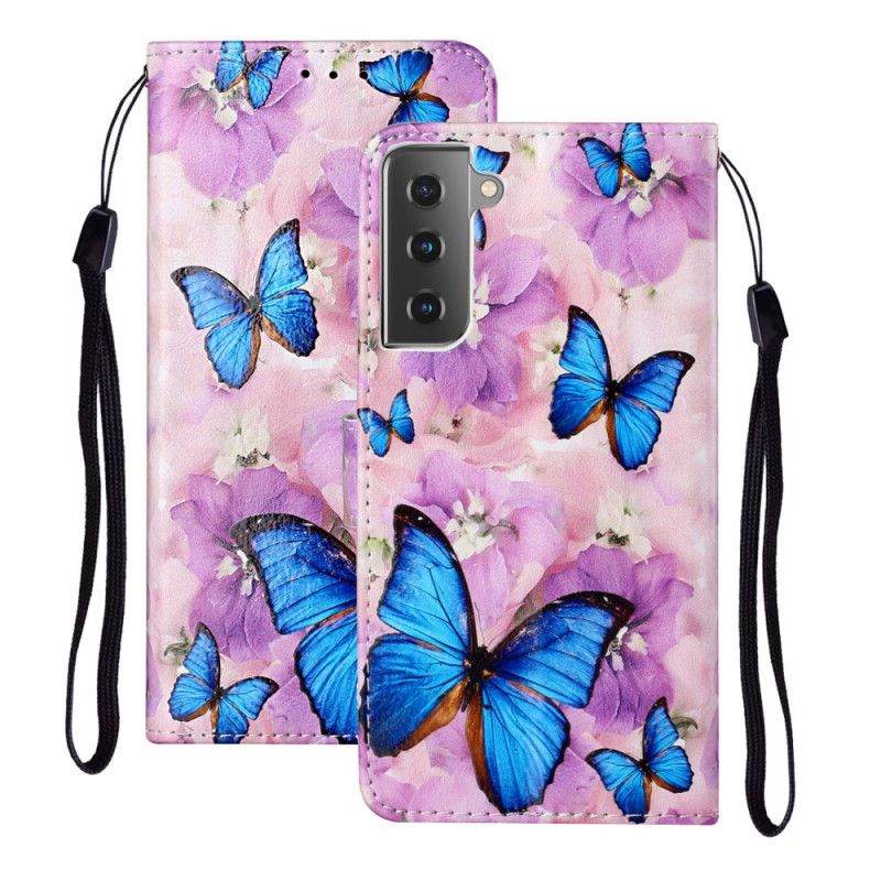 Flip Case Samsung Galaxy S21 5G Kukka Perhosia