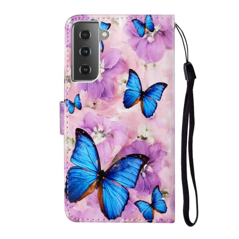 Flip Case Samsung Galaxy S21 5G Kukka Perhosia