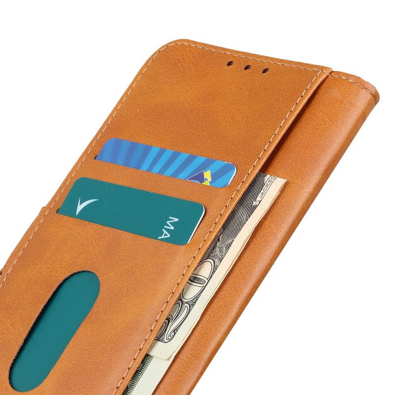 Flip Case Samsung Galaxy S21 5G Punainen Musta Litsi Nahkaa Saumat