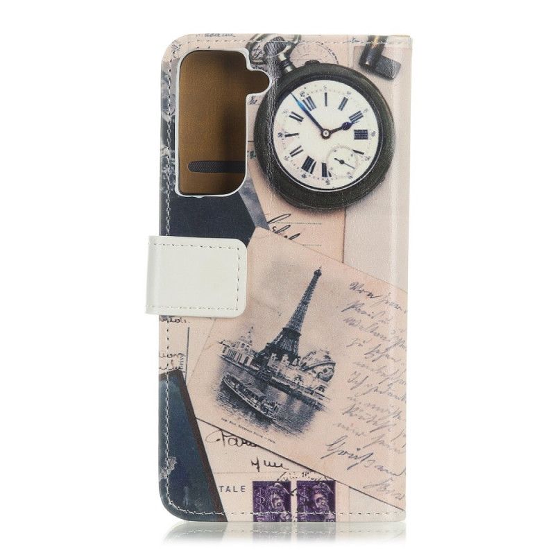 Flip Case Samsung Galaxy S21 5G Ruskea Harmaa Eiffel-Torni