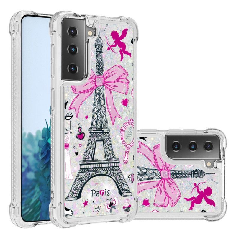 Kuori Samsung Galaxy S21 5G Eiffel-Tornin Kimallus Suojakuori