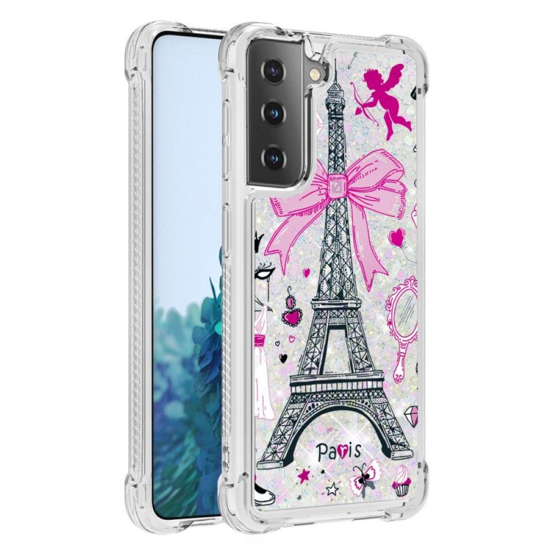 Kuori Samsung Galaxy S21 5G Eiffel-Tornin Kimallus Suojakuori