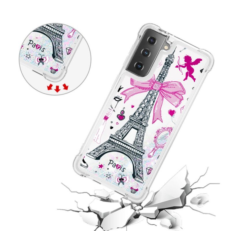 Kuori Samsung Galaxy S21 5G Eiffel-Tornin Kimallus Suojakuori