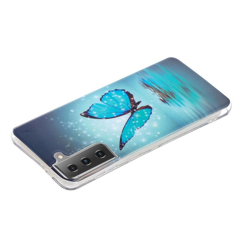 Kuori Samsung Galaxy S21 5G Puhelinkuoret Fluoresoiva Sininen Perhonen