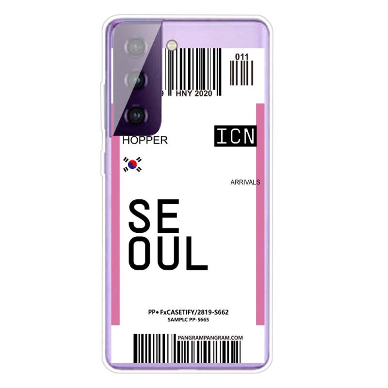 Kuori Samsung Galaxy S21 5G Vaaleanpunainen Magenta Maihinnousukortti Souliin Suojakuori