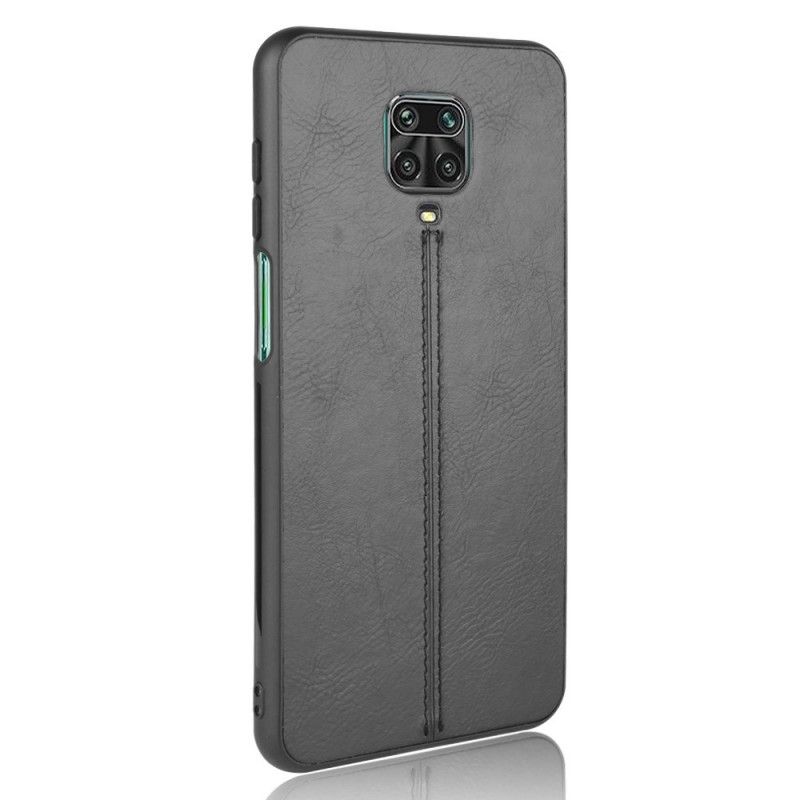 Case Kuoret Xiaomi Redmi Note 9S / Note 9 Pro Punainen Musta Puhelinkuoret Ommeltu Nahkaefekti