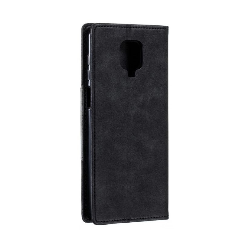 Flip Kotelot Xiaomi Redmi Note 9S / Note 9 Pro Harmaa Musta Aallon Nahkatyyli Suojakuori