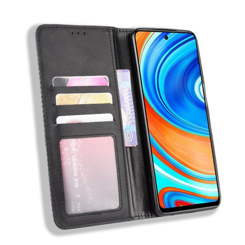 Flip Kotelot Xiaomi Redmi Note 9S / Note 9 Pro Punainen Musta Tyylitelty Vintage-Nahkaefekti Suojakuori