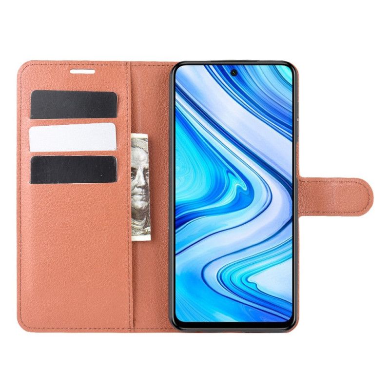 Kotelot Xiaomi Redmi Note 9S / Note 9 Pro Valkoinen Musta Klassinen Tekonahka