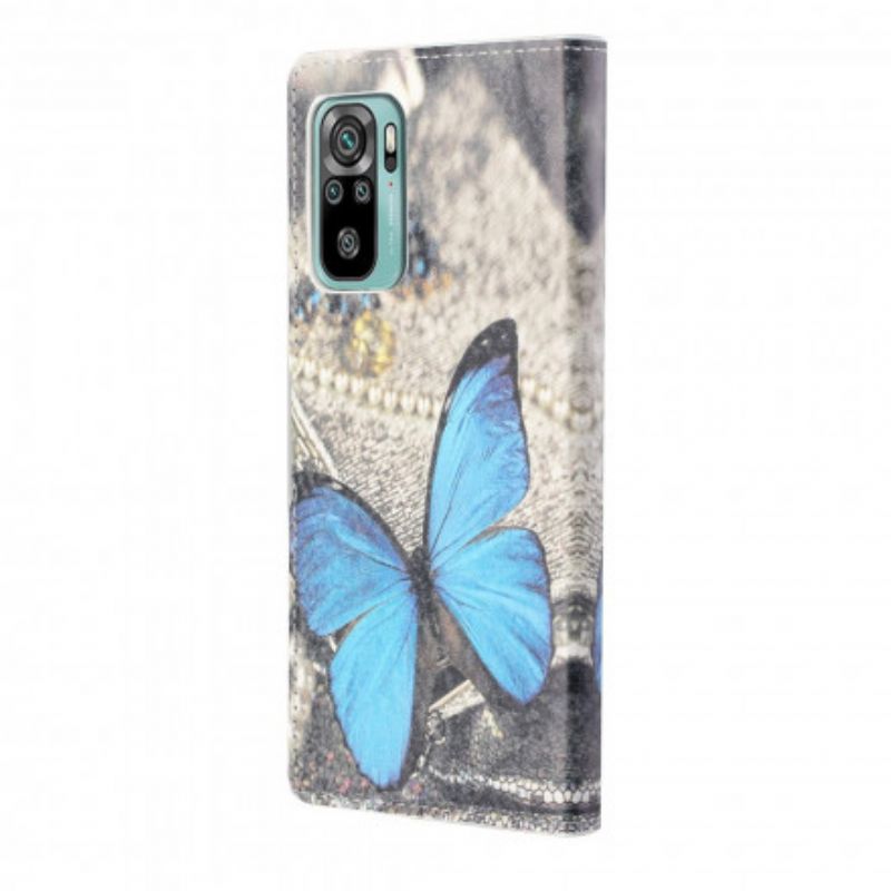 Flip Kotelot Xiaomi Redmi 10 Blue Strappy Butterfly