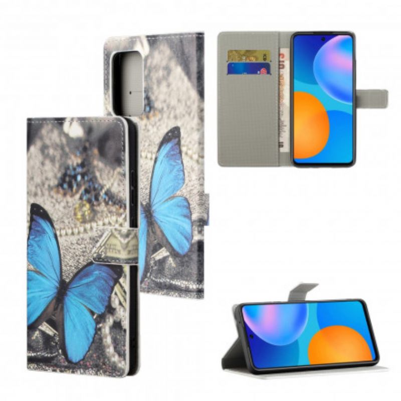 Flip Kotelot Xiaomi Redmi 10 Blue Strappy Butterfly