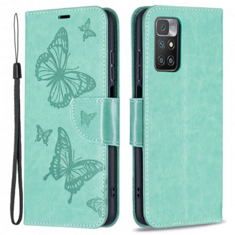 Flip Kotelot Xiaomi Redmi 10 Butterflies Print Strappy