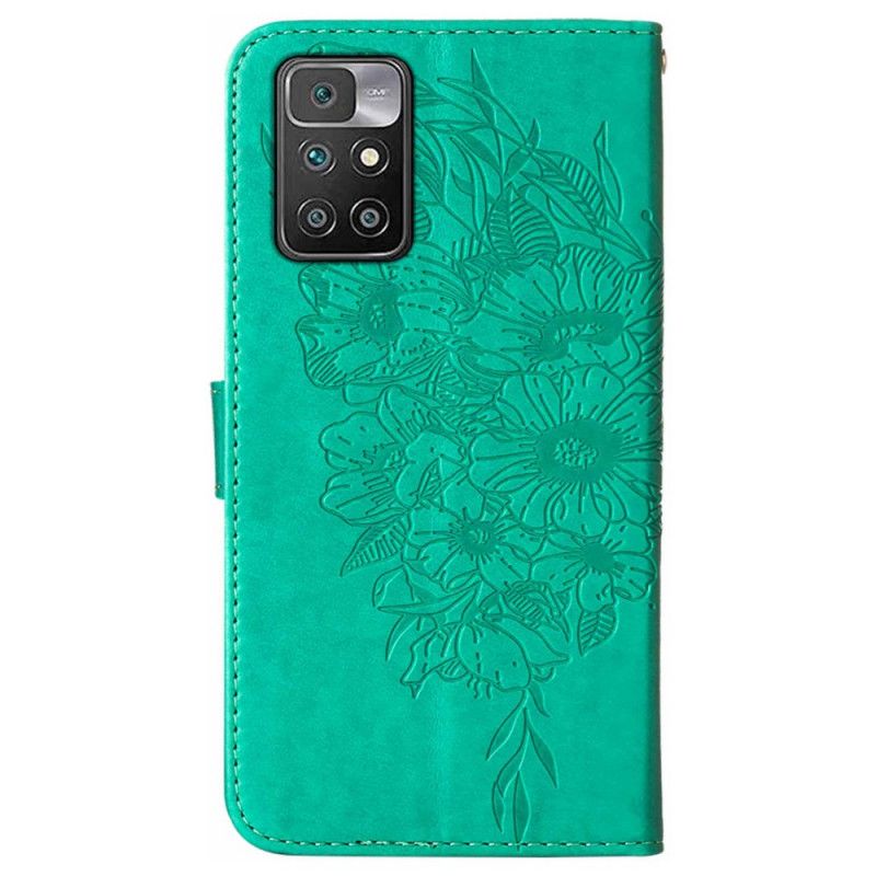 Flip Kotelot Xiaomi Redmi 10 Butterfly Design Kaulanauhalla