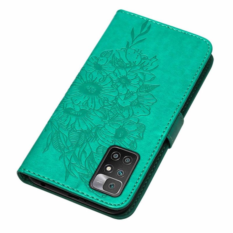 Flip Kotelot Xiaomi Redmi 10 Butterfly Design Kaulanauhalla