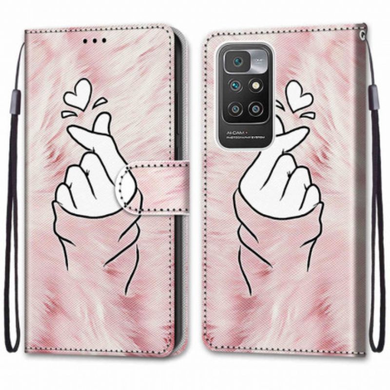 Flip Kotelot Xiaomi Redmi 10 Finger Heart Suojakuori