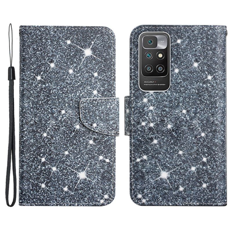 Flip Kotelot Xiaomi Redmi 10 Glitter Strappy Suojakuori