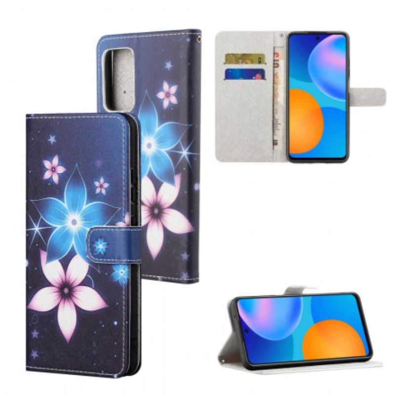 Flip Kotelot Xiaomi Redmi 10 Lunar Flowers Hihnalla Suojakuori