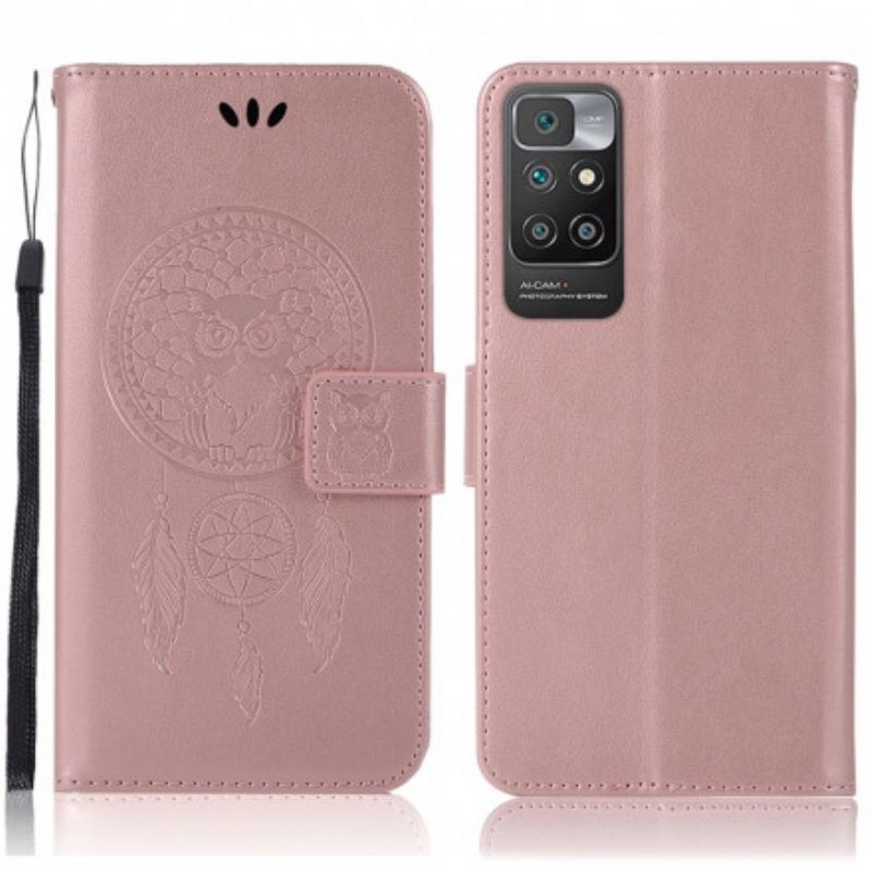 Flip Kotelot Xiaomi Redmi 10 Nahkaefekti Dreamcatcher Owl