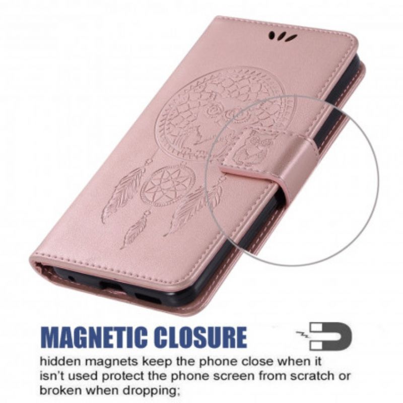 Flip Kotelot Xiaomi Redmi 10 Nahkaefekti Dreamcatcher Owl