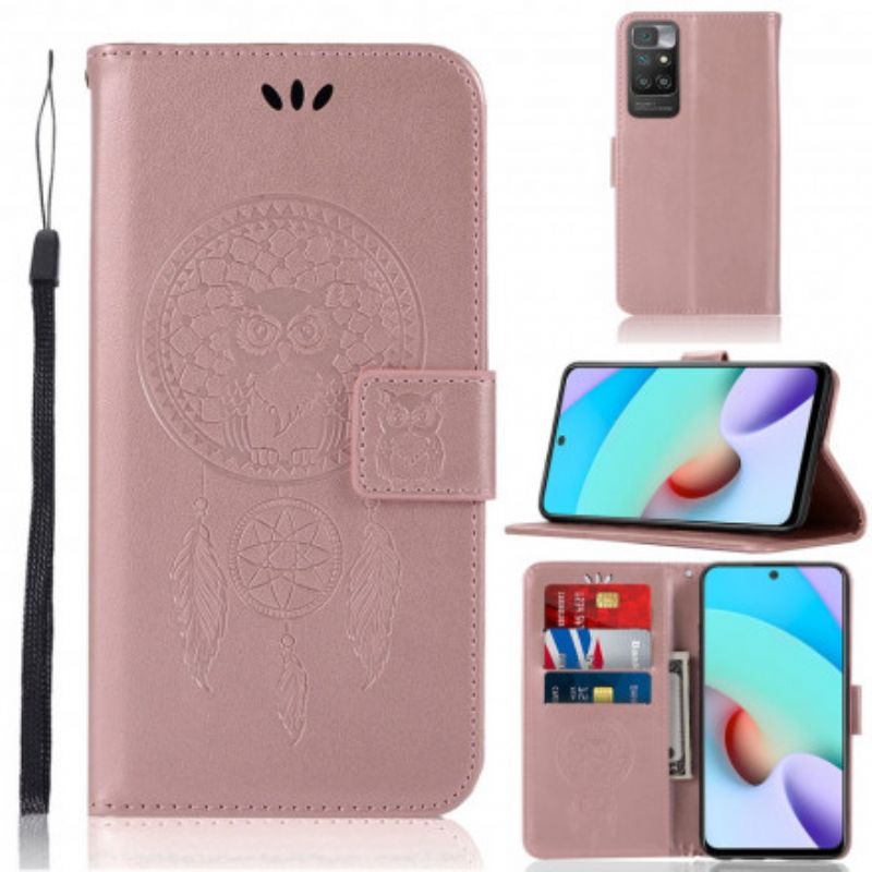 Flip Kotelot Xiaomi Redmi 10 Nahkaefekti Dreamcatcher Owl