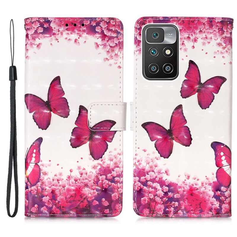 Flip Kotelot Xiaomi Redmi 10 Red Butterflies