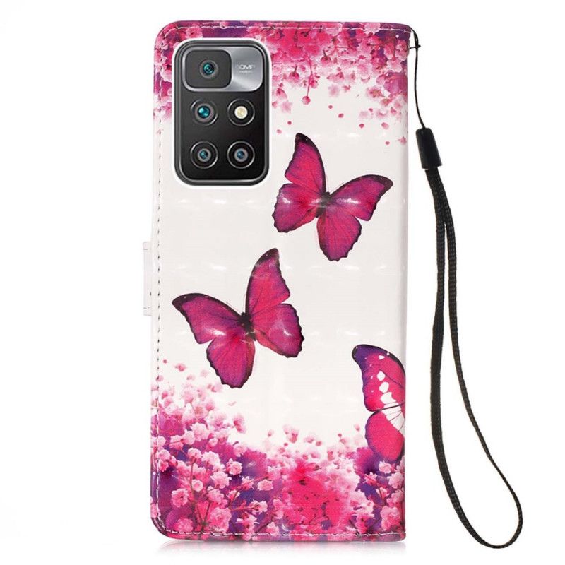 Flip Kotelot Xiaomi Redmi 10 Red Butterflies