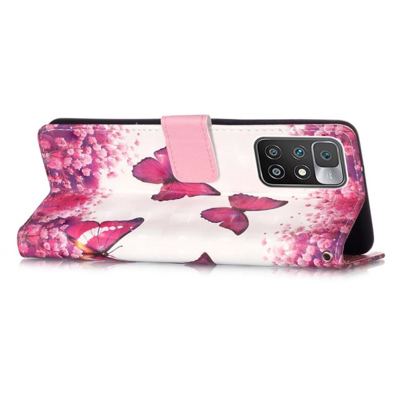 Flip Kotelot Xiaomi Redmi 10 Red Butterflies