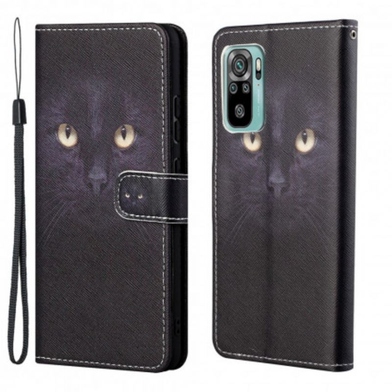 Kotelot Xiaomi Redmi 10 Puhelinkuoret Mustat Strappy Cat Eyes