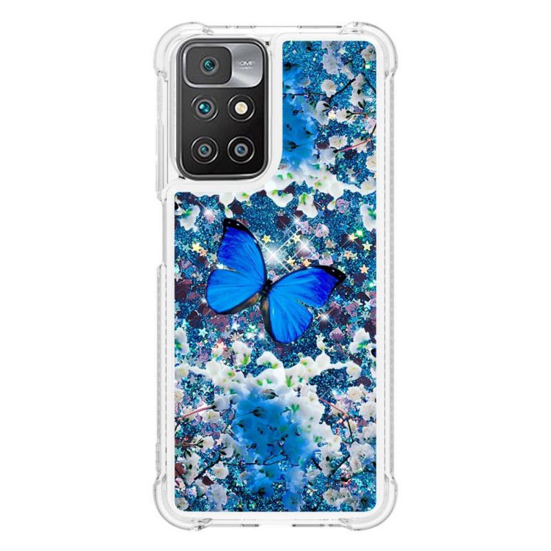 Kuori Case Xiaomi Redmi 10 Puhelinkuoret Blue Glitter Butterflies