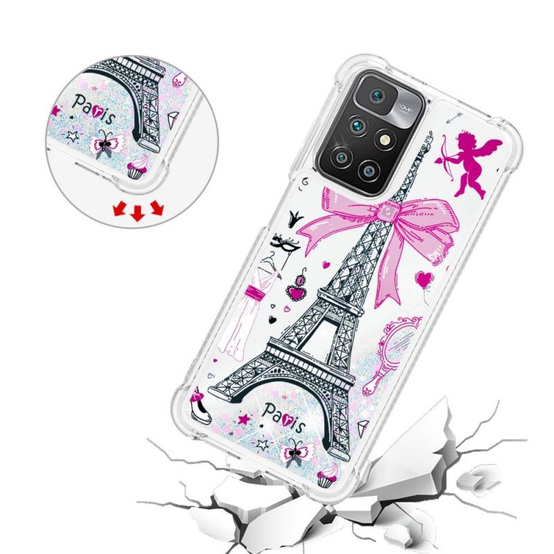 Kuori Case Xiaomi Redmi 10 Puhelinkuoret Eiffel-tornin Paljetteja