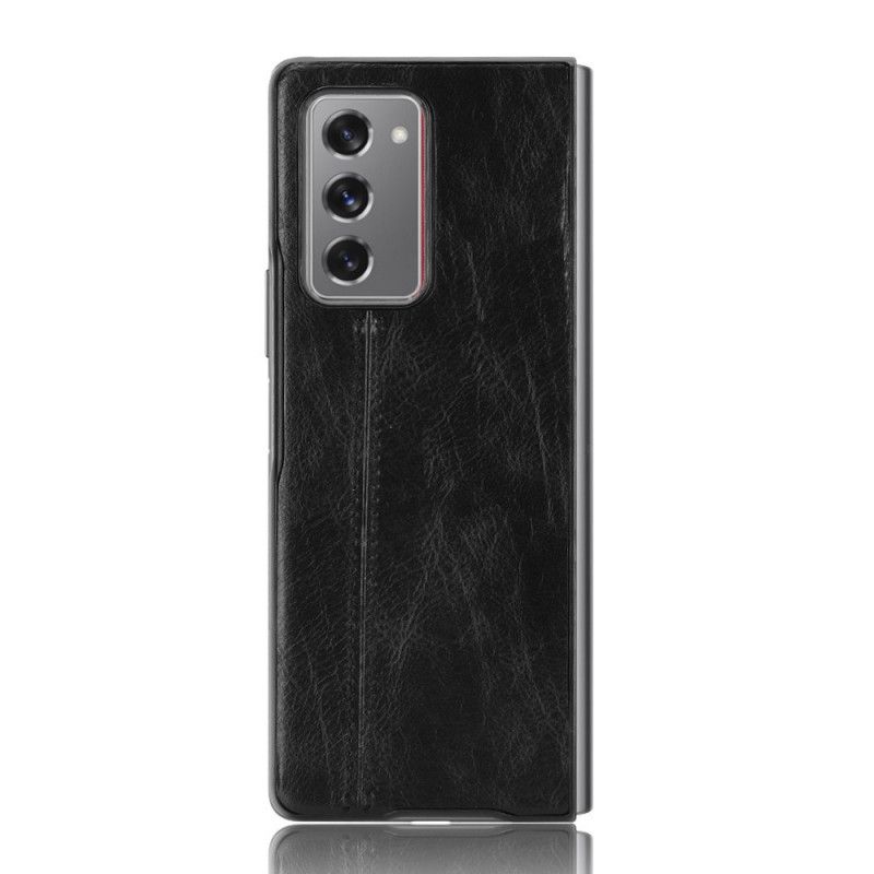 Case Kuoret Samsung Galaxy Z Fold 2 Punainen Musta Puhelinkuoret Ommeltu Nahkaefekti