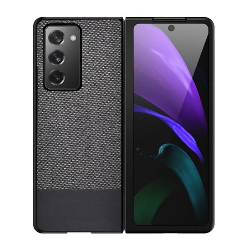 Kuori Samsung Galaxy Z Fold 2 Harmaa Musta Keinonahka Ja Kangas