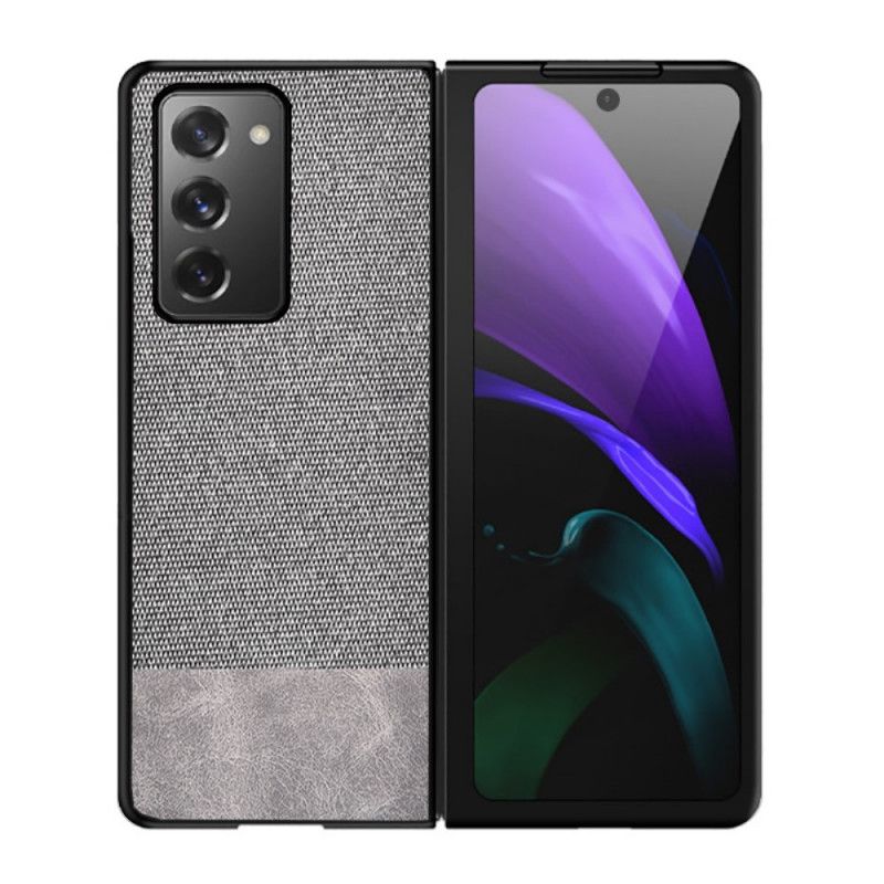 Kuori Samsung Galaxy Z Fold 2 Harmaa Musta Keinonahka Ja Kangas