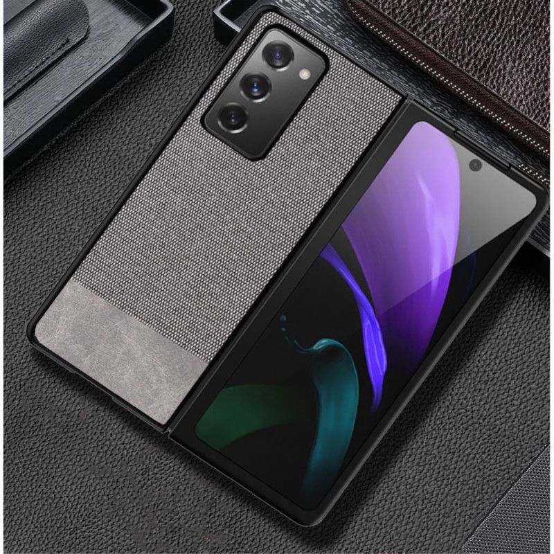 Kuori Samsung Galaxy Z Fold 2 Harmaa Musta Keinonahka Ja Kangas